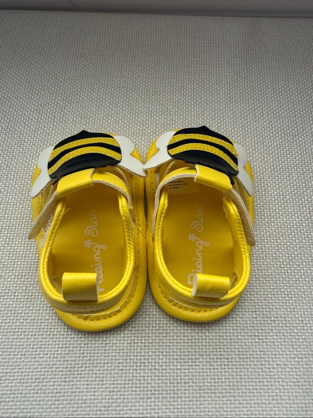 Gold Glitter Mary Jane & Yellow Bee Sandal Pair for babies Size 0-9 months NWOT